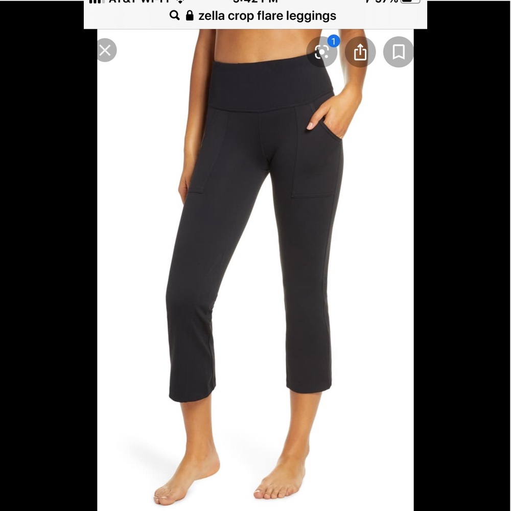 Zella Medium Crop kick flare leggings black